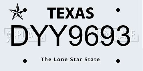 DYY9693 Texas License Plate