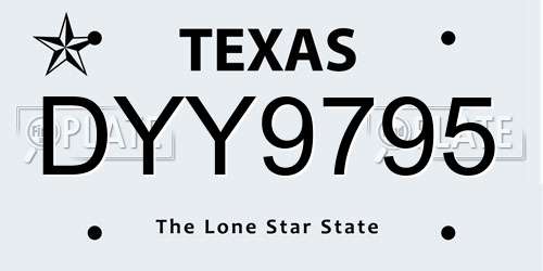 DYY9795 Texas License Plate