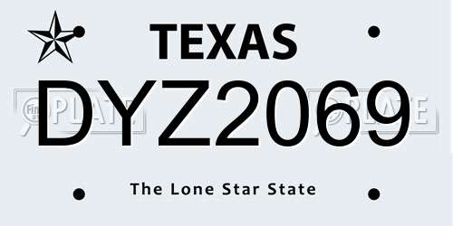 DYZ2069 Texas License Plate