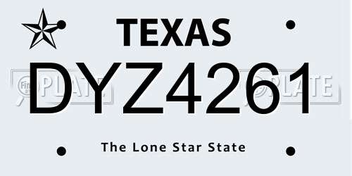 DYZ4261 Texas License Plate