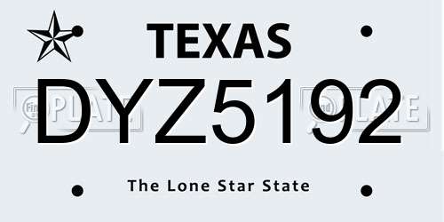 DYZ5192 Texas License Plate