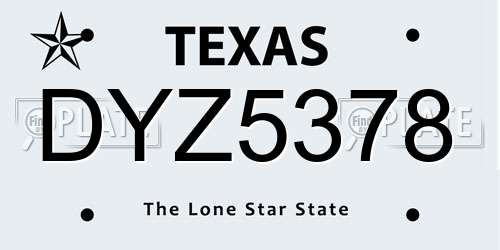DYZ5378 Texas License Plate