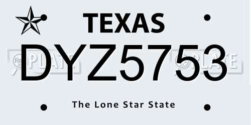 DYZ5753 Texas License Plate
