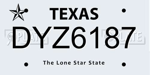 DYZ6187 Texas License Plate
