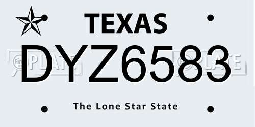 DYZ6583 Texas License Plate
