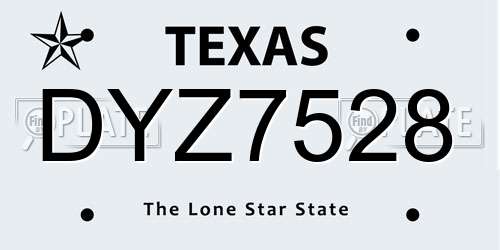 DYZ7528 Texas License Plate