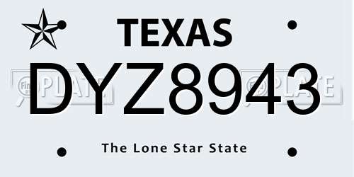 DYZ8943 Texas License Plate