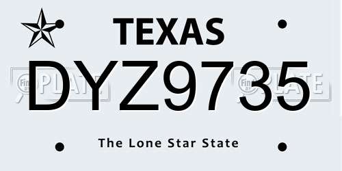 DYZ9735 Texas License Plate