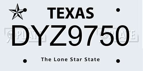 DYZ9750 Texas License Plate