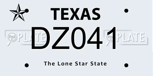 DZ041 Texas License Plate