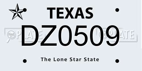 DZ0509 Texas License Plate