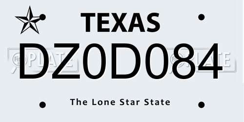 DZ0D084 Texas License Plate