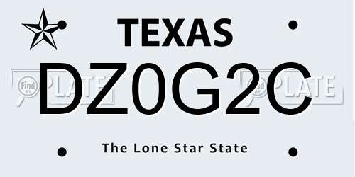 DZ0G2C Texas License Plate