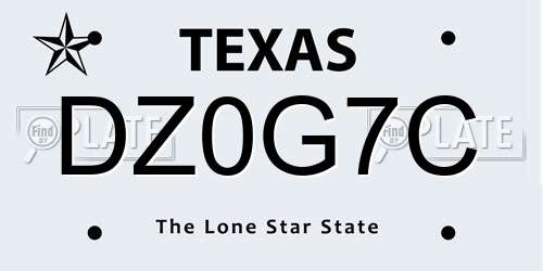 DZ0G7C Texas License Plate