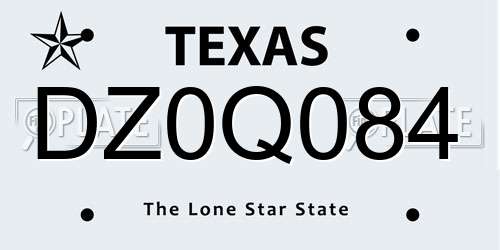 DZ0Q084 Texas License Plate