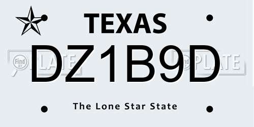 DZ1B9D Texas License Plate