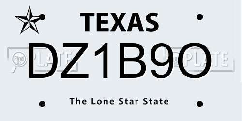 DZ1B9O Texas License Plate