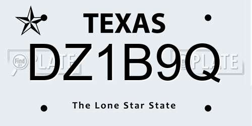 DZ1B9Q Texas License Plate