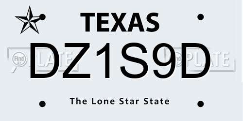 DZ1S9D Texas License Plate