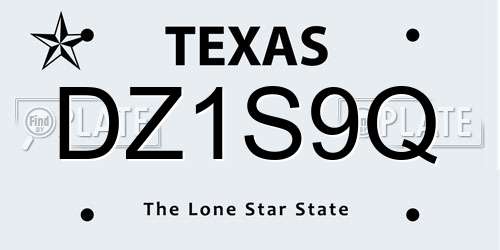 DZ1S9Q Texas License Plate