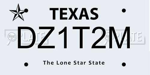 DZ1T2M Texas License Plate