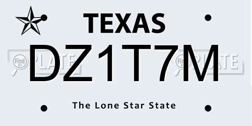 DZ1T7M Texas License Plate