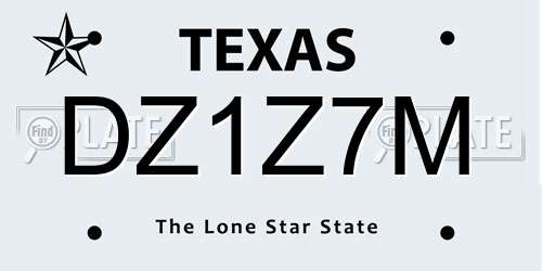DZ1Z7M Texas License Plate