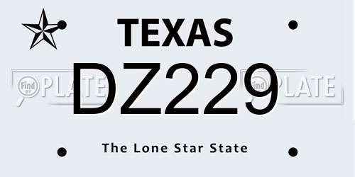 DZ229 Texas License Plate