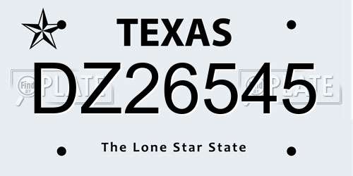 DZ26545 Texas License Plate