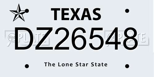 DZ26548 Texas License Plate