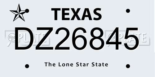 DZ26845 Texas License Plate