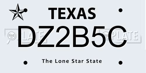 DZ2B5C Texas License Plate