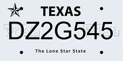 DZ2G545 Texas License Plate