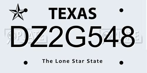 DZ2G548 Texas License Plate