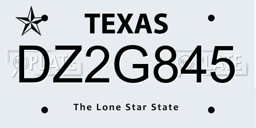 DZ2G845 Texas License Plate