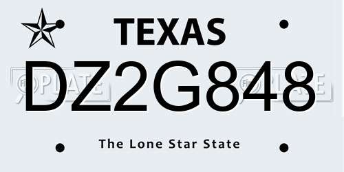 DZ2G848 Texas License Plate