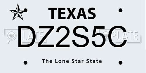 DZ2S5C Texas License Plate