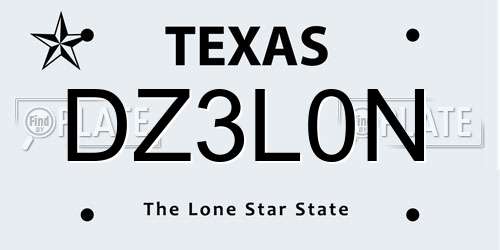 DZ3L0N Texas License Plate