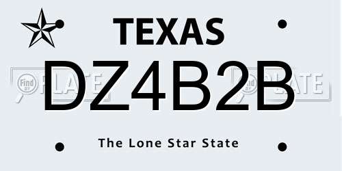 DZ4B2B Texas License Plate