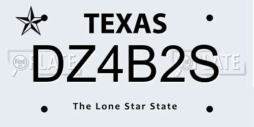 DZ4B2S Texas License Plate