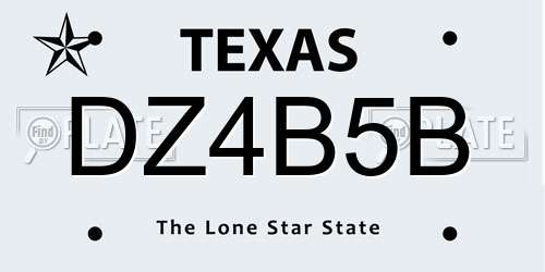 DZ4B5B Texas License Plate