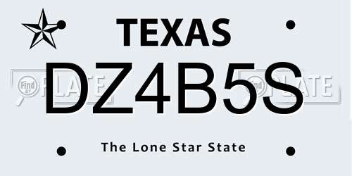 DZ4B5S Texas License Plate