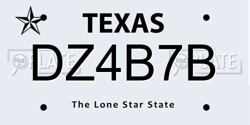 DZ4B7B Texas License Plate