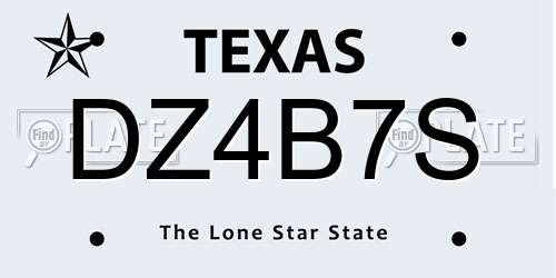 DZ4B7S Texas License Plate