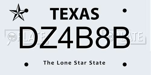 DZ4B8B Texas License Plate