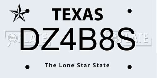 DZ4B8S Texas License Plate