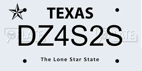 DZ4S2S Texas License Plate
