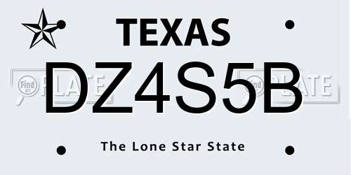DZ4S5B Texas License Plate