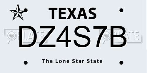 DZ4S7B Texas License Plate