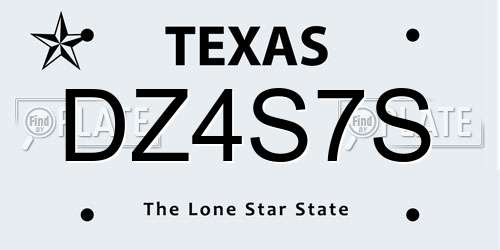 DZ4S7S Texas License Plate